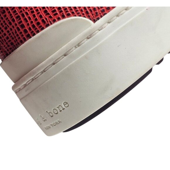 Women's - Rag & Bone Colby Red Leather Penny Loafers, Size 8 - Picture 11 of 13